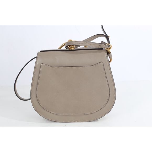 Chloe Nile Medium Bracelet Bag Motty Gray Calf Leather Logo Shoulder Crossbody - Picture 5 of 16